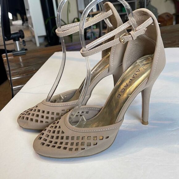 Rampage Women's Tan Slip-On Stilletos Buckle Heels Size 7.5 - Picture 5 of 11